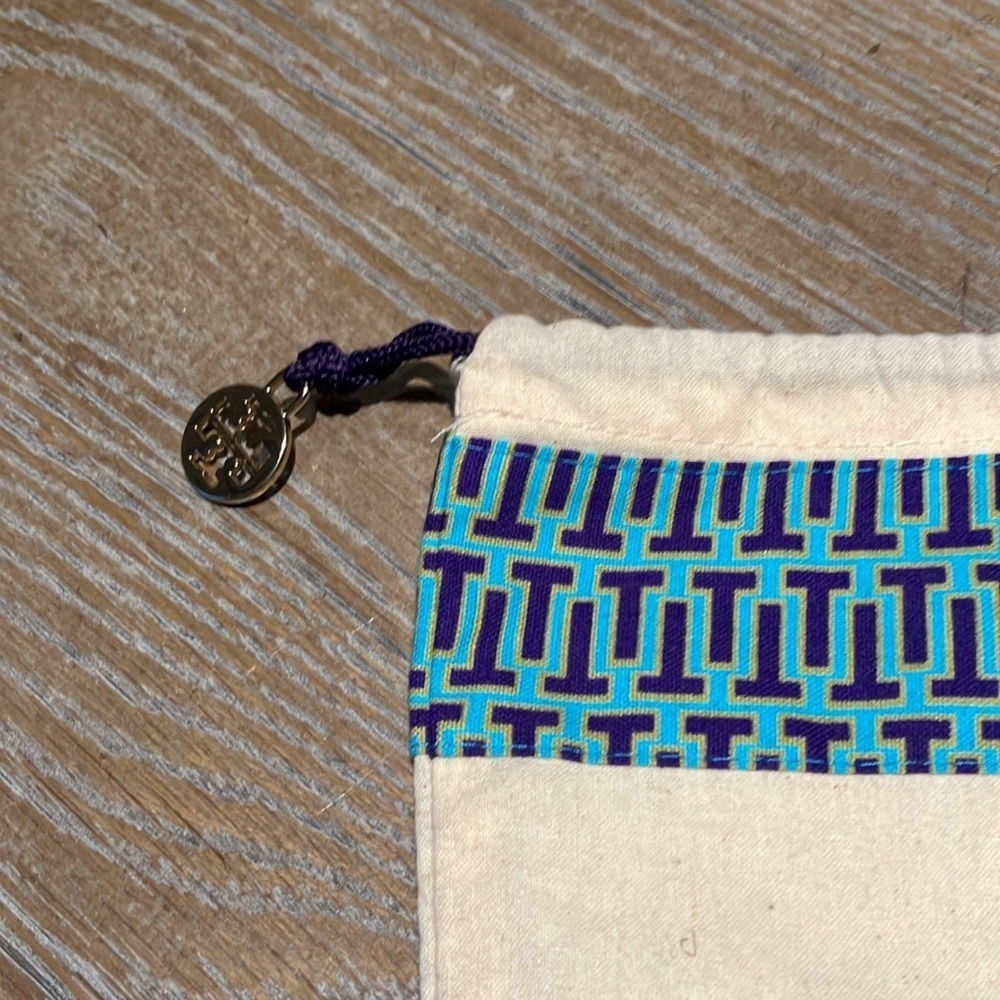 EUC Tory Burch Dust Cover Bag Blue Trim Shoe Purse 23” X 23” - Picture 3 of 5